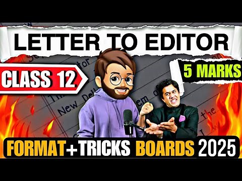letter to editor class 12 | Letter to Editor Board Exam 2024 | Letter Writing Format