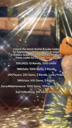 Anime Royale Codes September 2024: Get Free Rewards and Boost Your Roblox Gameplay