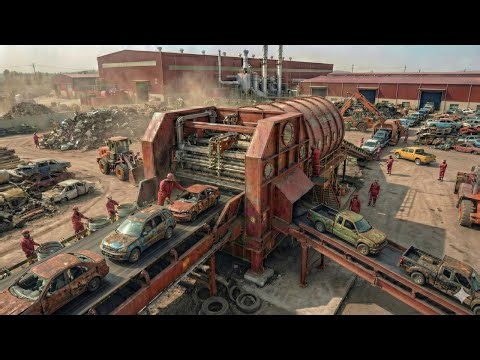 Inside a Modern Car Recycling Factory: From Old Cars to Railway Wheels (Full Process)