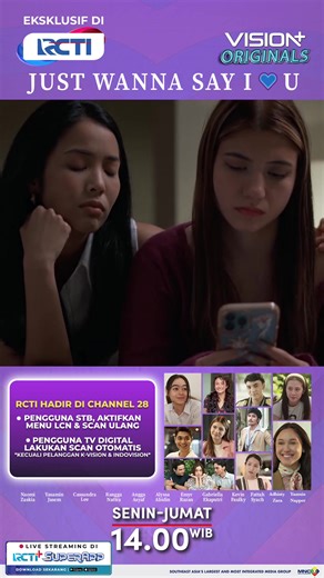 Pacarku adalah pacarnya juga🤭 Untung cepet ketauan deh🤏 Saksikan Series Just Wanna say I Love you, Senin-Jumat pukul 14.00 WIB hanya di @officialrcti RCTI Hadir di CHANNEL 28, ikuti cara mudahnya: * Aktifkan LCN lalu scan ulang STB Kamu * Scan otomatis TV Digital Apabila masih bermasalah dengan siaran @officialrcti ditempat kamu? Silahkan cek link berikut ya ⬇️⬇️⬇️ https://bit.ly/LayananSolusiDigital #seriesjustwannasayiloveyou #seriesjustwannasayiloveyoudircti