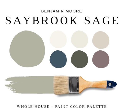Benjamin Moore SAYBROOK SAGE Color Palette, Best Selling Neutral, Saybrook Sage Coordinating Color Whole House, Modern Cottage, Simply White - Etsy