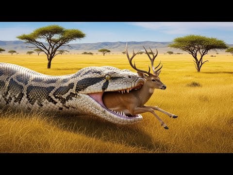 Giant Python vs Deer in the African Savanna | Incredible Wildlife Story