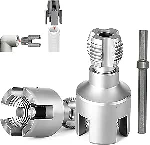 Integrated Internal & External Pipe Threading Tool, 2025 Upgraded Pvc Pipe Threader Kit, Pvc Threading Tool Kit, For Plumbing Repairs, 1/2" 3/4" (1/2"+3/4")