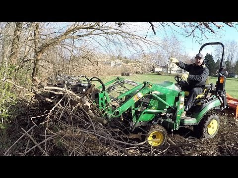 You Need a Grapple! Sub Compact Tractor & Grapple Make Easy Work of Clearing Brush