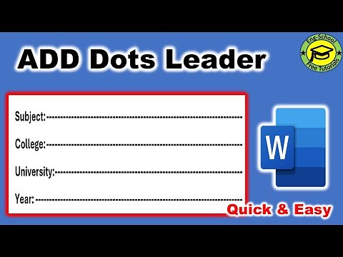 How to add dots Leader in table of contents Word