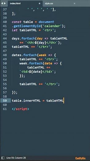 Calendar | HTML, CSS & JS