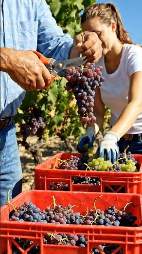 Amazing Grape Harvesting Process 🍇 | Satisfying Vineyard Video