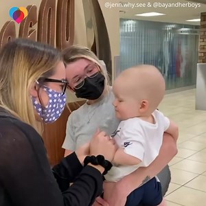 Jenn couldn't meet her baby nephew when he was born, because the pandemic separated them. But they FaceTimed alot, so when they finally saw eachother in person, it was like he already knew her ❤️ | The Uplift