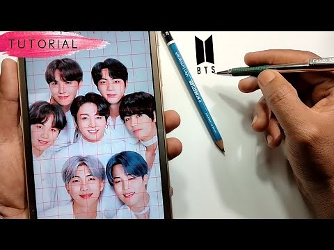 BTS Group Drawing Tutorial | BTS All Members Drawing | How to draw BTS, step by step Tutorial