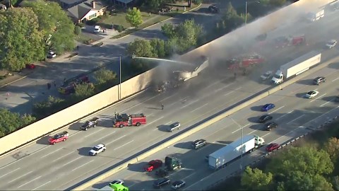 Semi-truck fire causes large delays on I-294 northbound near Rosemont