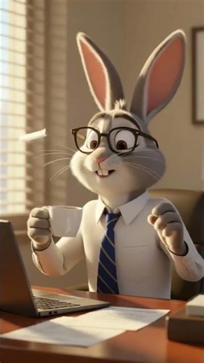 Office Rabbit 🐇☕ #viral #youtubeshorts #funny #rabbit #Animation #OfficeLife