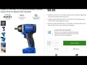 Kobalt cordless impact wrenches 1/2" & 3/8"