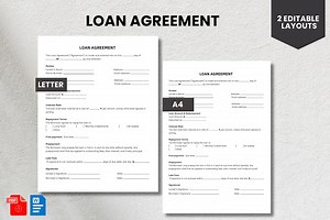 Printable Loan Agreement Template: Editable PDF, Word, Canva - Etsy Canada