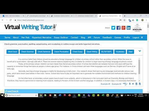 Virtual Writing Tutor Grammar Checker