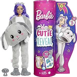 Barbie Cutie Reveal Fashion Doll with Puppy Plush Costume & 10 Surprises Including Mini Pet & Color Change