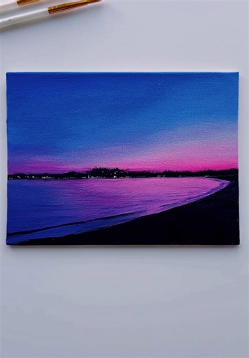 Pink Horizon Dreamscape 🌅💖✨ . . . . . . . . . . . . . . . . . . . . . . . . . . . . . . . . . . . . . . . . . . . #arttok #art #paintingprocess #fypツ #landscapepainting