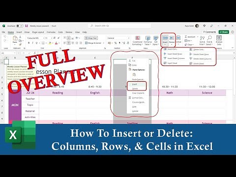 How to Insert and Delete Columns, Rows, and Cells in Microsoft Excel - Lesson 6