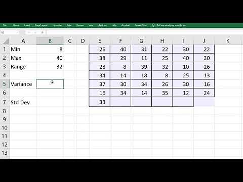 Range, Variance, Standard Deviation in Excel