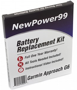 Garmin Approach G6 Battery Replacement Kit with Battery, Installation Tools, Video Instructions, and full One Year Warranty