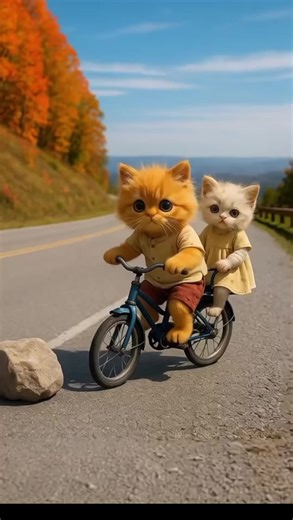 Two Cats Encounter a Giant Rock on Their Path