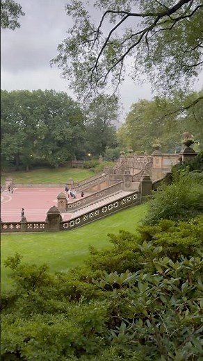 Stunning view of Bethesda Terrace and Fountain in the famous Central Park, New York City!