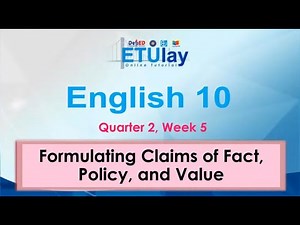 Formulating Claims of Fact, Policy and Value || English 10 || Quarter 2 Week 5