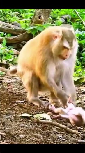 Monkey species: The baby monkey was angry because its mother didn't wait for it.