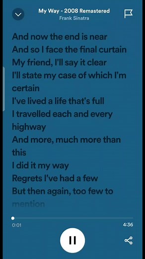 My Way Lyrics & Spotify 2008 Remastered Album Cover