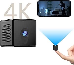 Mini Camera, 4K Ultra HD Wireless WiFi Small Camera Home Security Surveillance Cameras with Night Vision Motion Detection, Tiny Cameras for Indoor/Outdoor Using