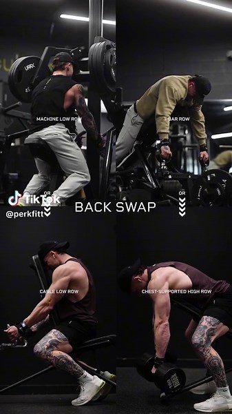 Movement Substitutions 🔀 Back. #backexicise It’s important to know what movements are effective substitutes if you find yourself traveling, machines occupied, etc. Here’s a couple alt options for machine low row and the t-bar row: 1️⃣ Machine Low Row 🎯Middle, Upper Lats -or- 1️⃣Cable Low Row 🎯Middle, Upper Lats 2️⃣ T-bar Row 🎯 Upper Back (rhomboids, lower traps) -or- 2️⃣ Chest Supported High Row 🎯 Upper Back (rhomboids, lower traps) clothing➖ @asrv Lifting grips @gymreapers