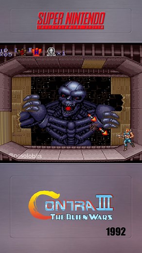 Contra III: The Alien Wars · SNES · Konami, 1992 · Giant cyborg! #retrogaming #nostalgia | NoSoloBits