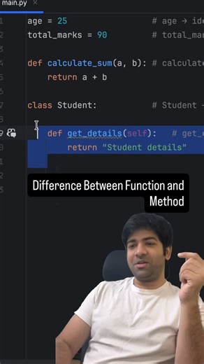 Shubham Tomar on Instagram: "Difference Between Function and Method #python #coding"