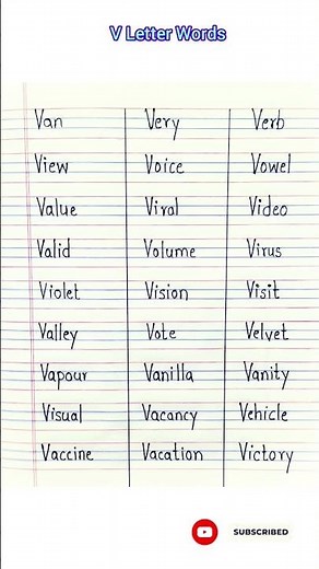 V Letter Words || words that start with the letter V || Easy English words