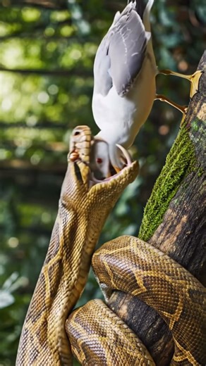 “Golden Python vs Seagull – A Cinematic Jungle Encounter in 8K #spatialar #mirroredworld #spatialla