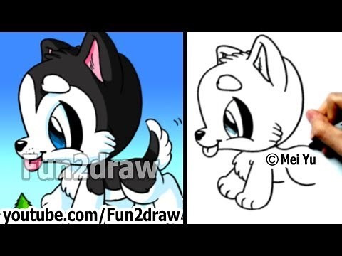Husky Puppy - How to Draw a Dog (Simple drawing tutorial) - Best Drawing Channel - Fun2draw