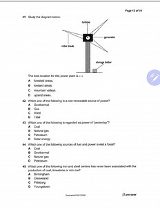 Study the diagram below showing a wind turbine (with labeled pa... | Filo