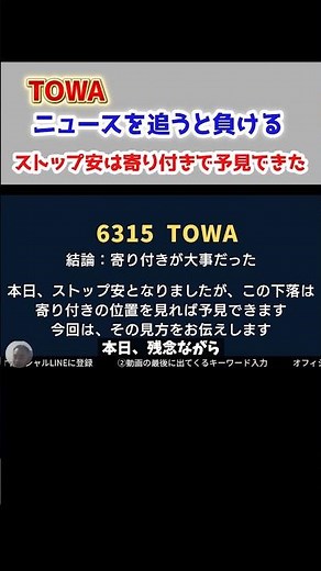 【6315 TOWA】ストップ安は「寄り付き」で予見できた！ニュースを追う個人投資家が負け、プロが生き残る「チャートの物理法則」とは？ #株式投資 #TOWA #株価予測