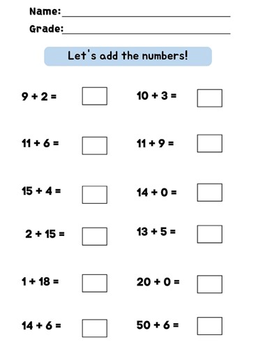 24 Single Digit Addition Worksheets: Kindergarten Math (printable) - Etsy