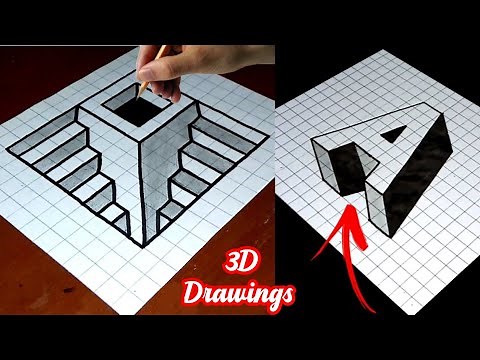 ✅ Easy 3D Drawings on Graph/Grid Paper #graphpaperart
