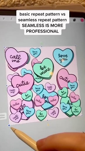 Basic repeat pattern vs seamless repeating pattern #procreate #procreatetutorial #procreatehack #digitalart #seamlesspattern #repeatpattern | Brigid Carey