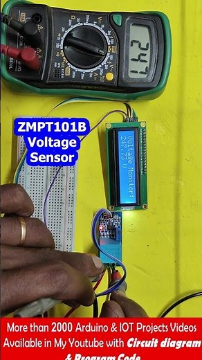 ZMPT101B 1602 I2C LCD Voltage monitor | ZMPT101B 1602 I2C LCD Circuit | ZMPT101B Arduino LCD Voltage