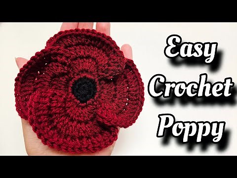 Crochet EASY Poppy Flower Tutorial - Great For Beginners