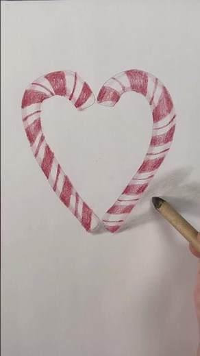 Draw a candy cane heart! Easy drawing lesson for beginners.