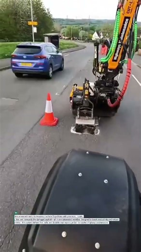 Road Pothole Repair Machine in Action #Roadwork #ConstructionTech #PotholeFix