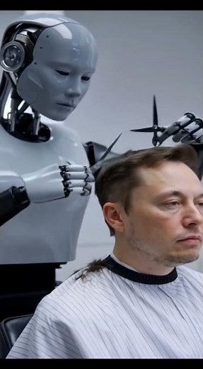 Elon Musk’s Robot Barber The Future of AI Precision Has Arrived #elonmusk #robot