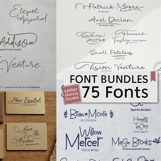 75 Handwritten Fonts Bundle: Script & Calligraphy Fonts (commercial Use) - Etsy UK