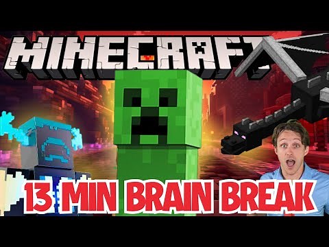 13 Minute Minecraft Brain Break (Nether, Ancient City, Ender Dragon) | Kids Movement Activity & Run