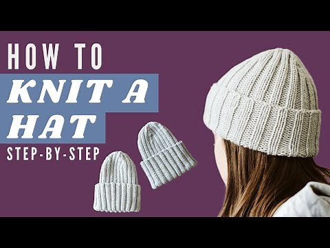 How to Knit a Hat for Beginners | EASY & FREE Ribbed Beanie Knitting Pattern | Step-by-Step Tutorial