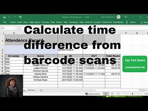 Calculate time difference from barcode scans in Excel