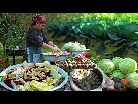 Delicious Stuffed Cabbage and Homemade Pickled Cabbage | Village Life